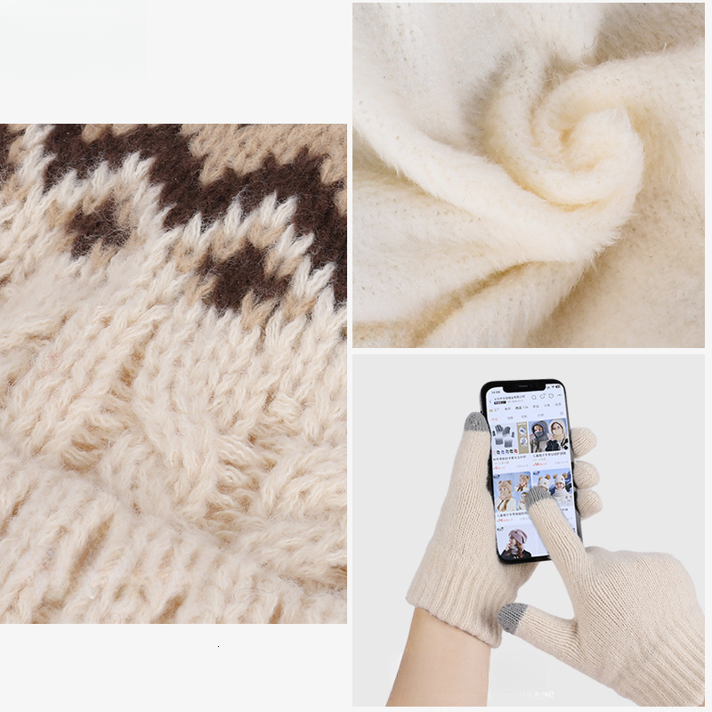 Winter Hat designer Scarf Gloves Three-Piece Set Outdoor Cold-Proof Warm Pullover Hat Fleece-Lined Ear Protection Knitted Wool Hat for Women free ship