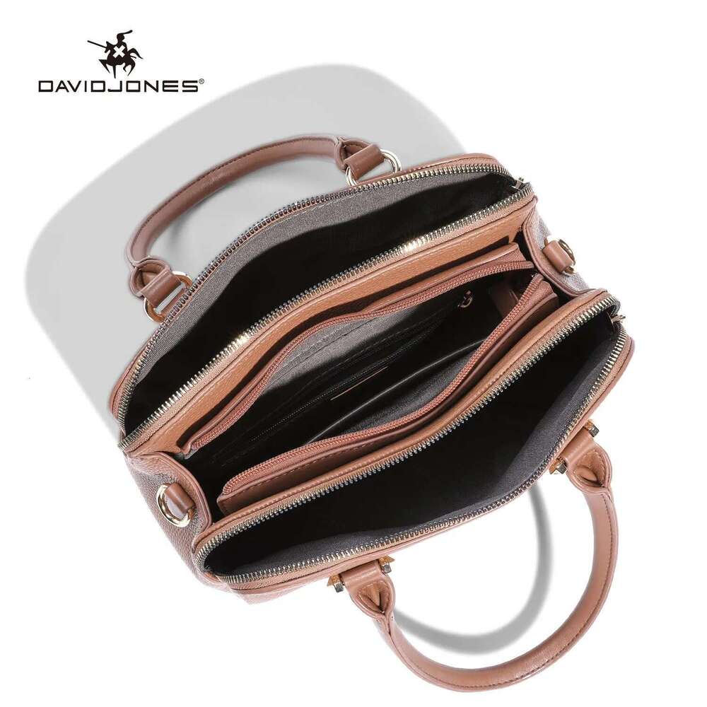 New David Jones Women Top Handle Student School Bookbag PU Leather Female Crossbody Large Capacity Lady Shoulder Bag Bag