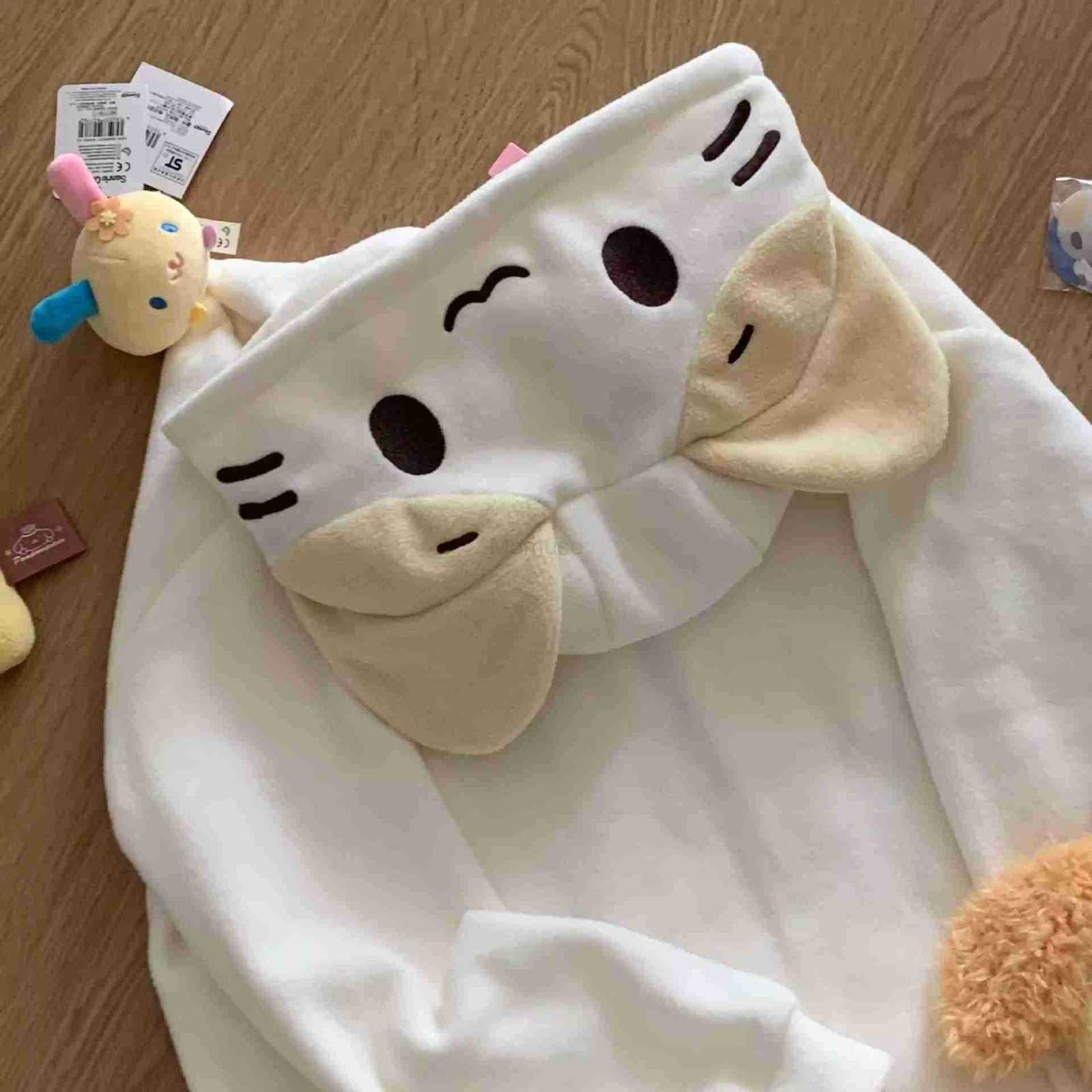 Sanrio Aoli Velvet Composite Milk SilkCute Marshmallow Cat Ear Loose Cardigan Hooded Sweatshirt for Autumn and Winter H251121
