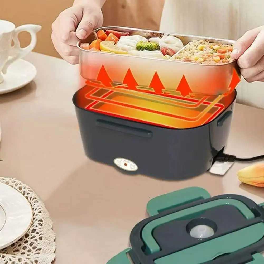 2 In1 Electric Heating Lunch Box Car Home 12/24V 220V Portable Stainless Steel Liner Bento Lunchbox Food Container Bento BoxM251121