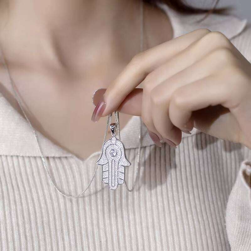 Messi Jewelry Ice Turkish Hamsa Fatima Moissanite Hip Hop Cuban Chain Pendant