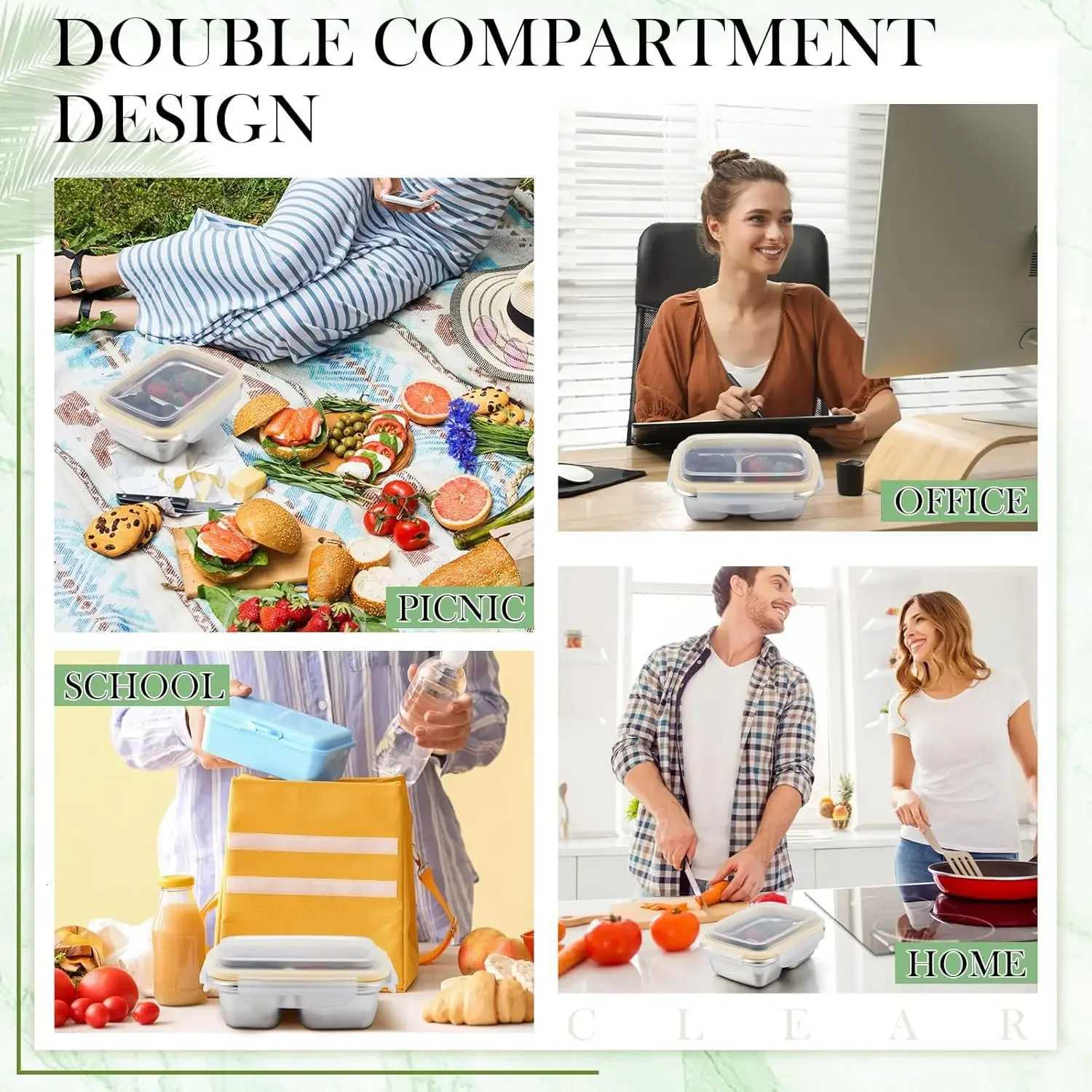 304 Stainless Steel Bento Lunch Box for Kids and Adults Leak-Proof Lunchbox Food Meal Prep Storage Container Dishwasher SafeM251121