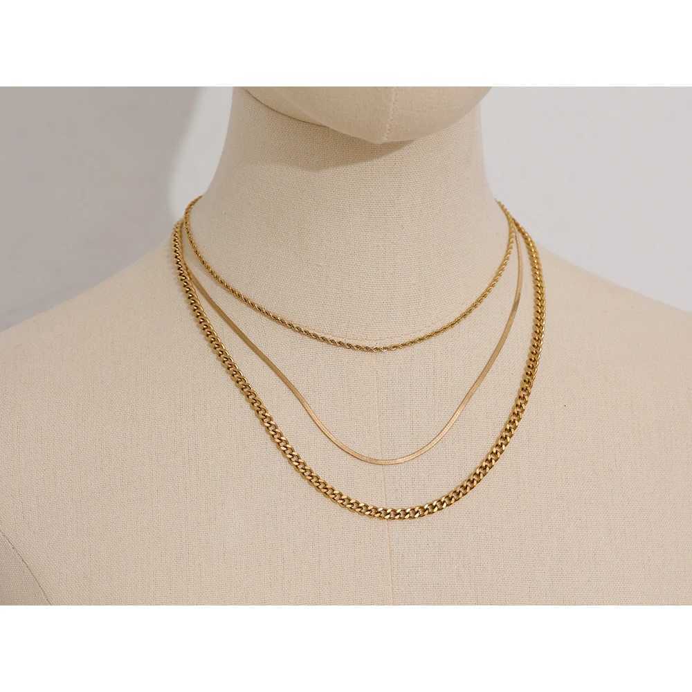 Yhpup Stainless Steel Chain Layered Necklace Separated Set for Women Statement Golden Metalic Waterproof Collar Necklace JewelryXJ251121
