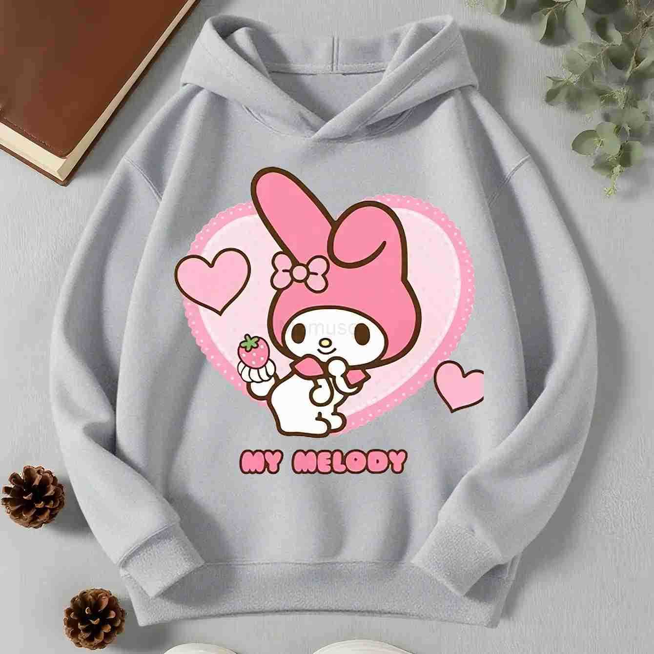 Sanrio Kawaiis Kuromi Childrens Clothing Printed Sweatshirt for Autumn and Winter Outdoor Girls Boys Casual Pullover H251121