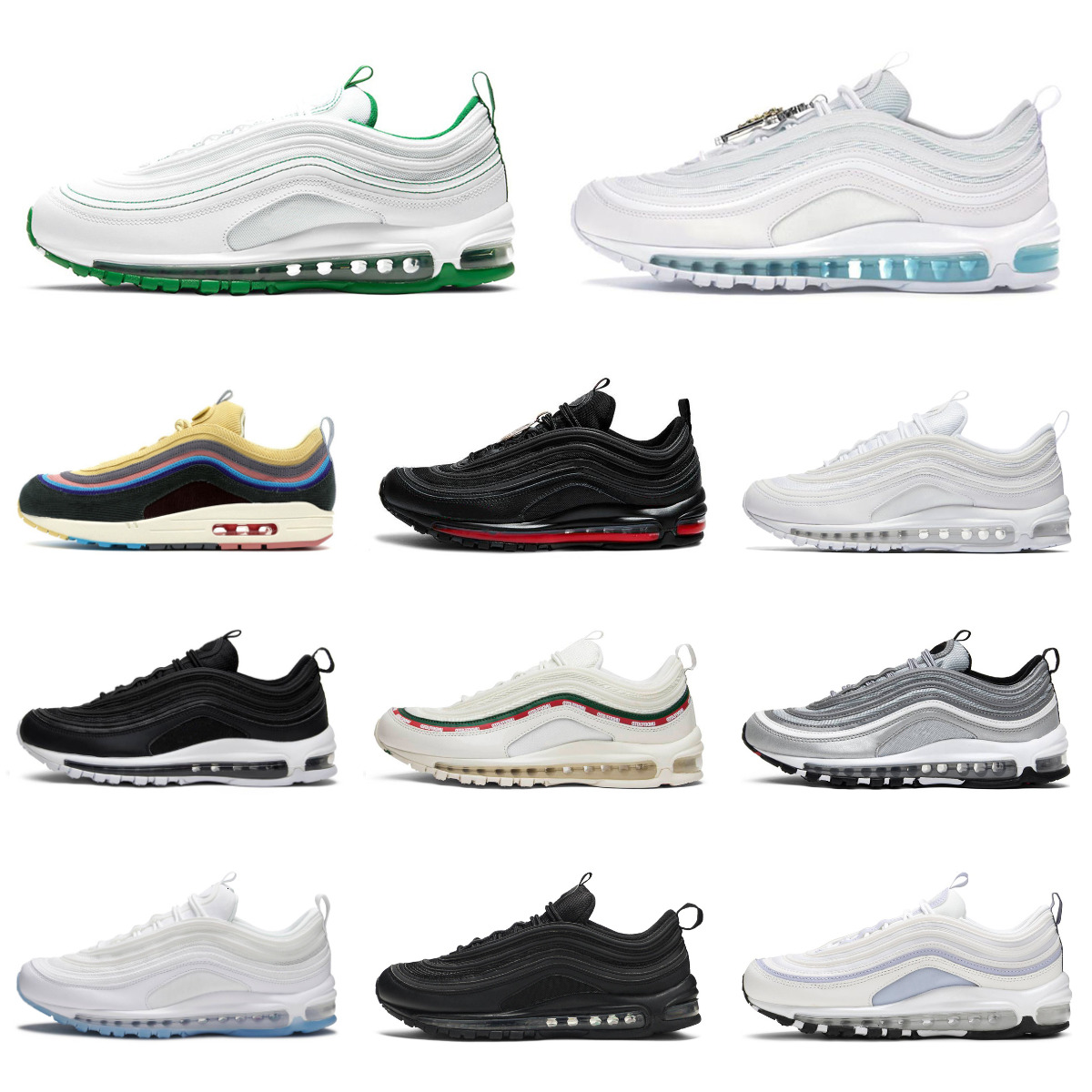 Trainers 97 97s Sports Shoes Men Women Designers MSCHFs X INRI Jesus Satan Crucifix Sean Wotherspoons Shoe Triple Black White Pine Green Silver Outdoor Sneakers J88