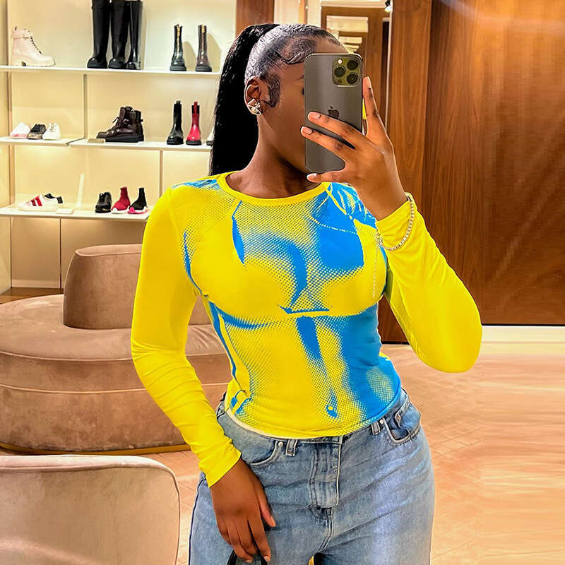 hoodie Women's Wear Women's Spring/Summer Instagram New Top Street Shoot Fashion 3D Print Long Sleeve Slim Fit T-Shirt jacket