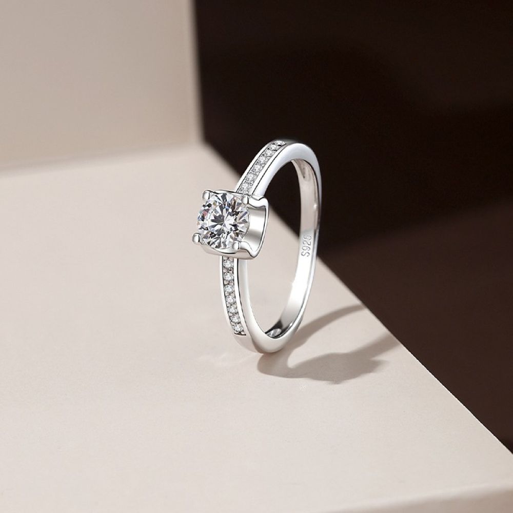 TaiYang 2025 New 0.5ct Moissanite Full Pave Eternity Ring for Women, Luxurious 925 Sterling Silver Wedding Engagement Diamond Ring with Moissanite Cer