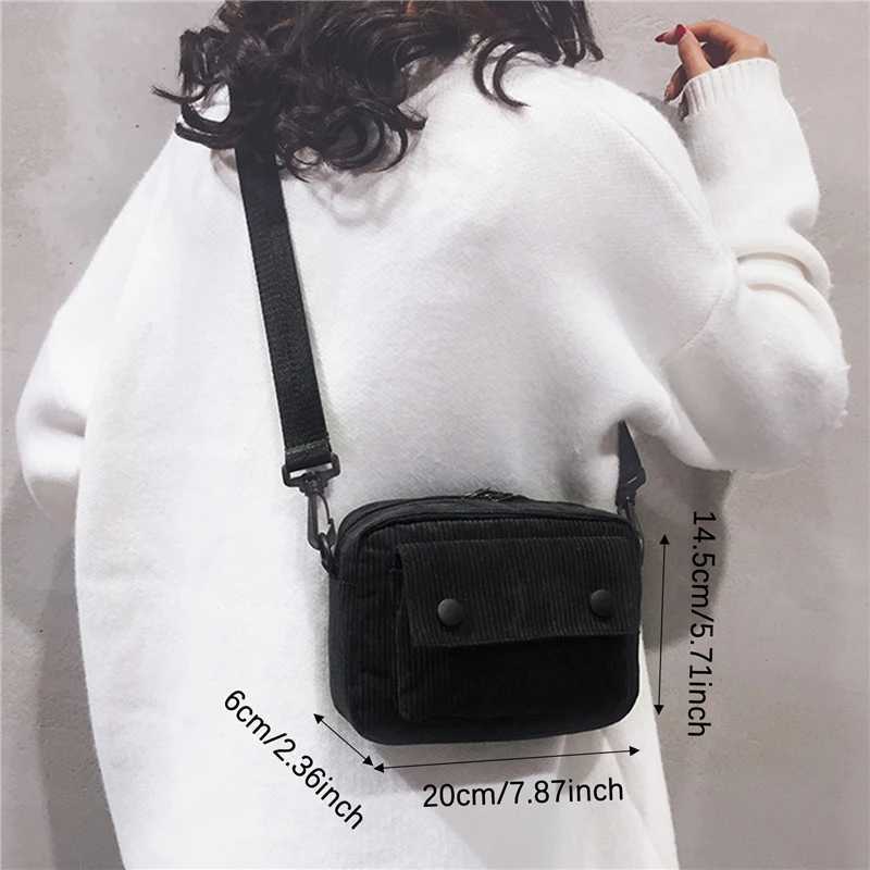 Fashion Women Corduroy Shoulder Bags Student Tote Messenger Bag Satchel Travel Handbags Korean VersatileT251121