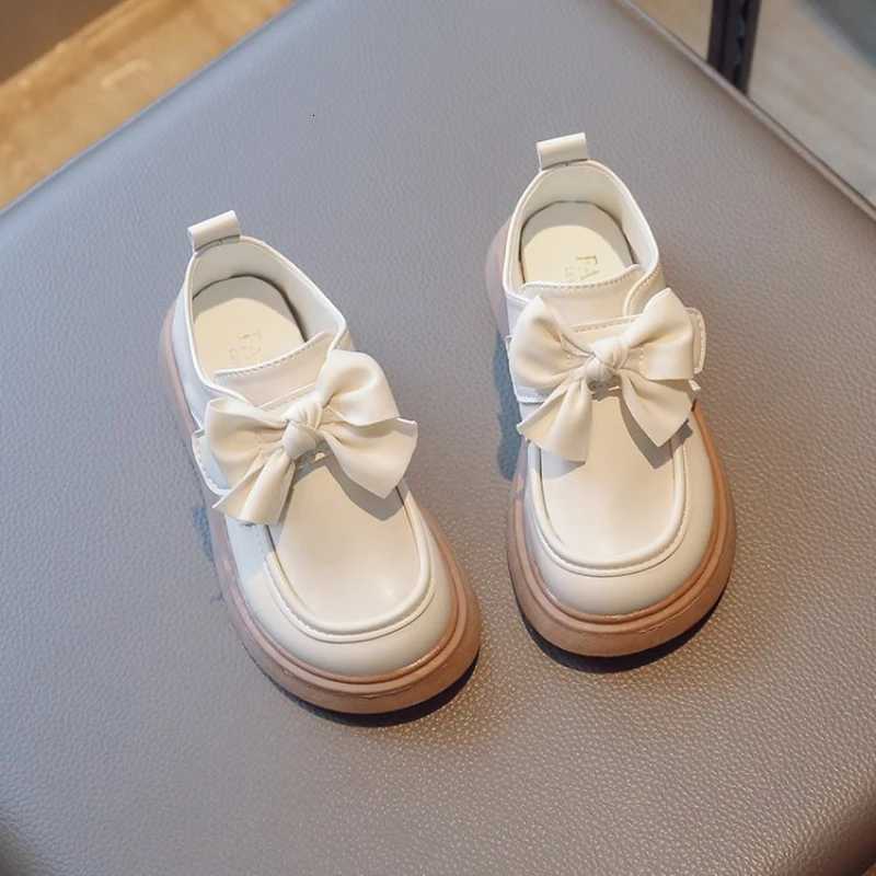 2024 Spring Autumn New Children Loafer for Girl Fashion British Style Princess Chic Bowtie Anti-slippery Casual Performance ShoeW251121