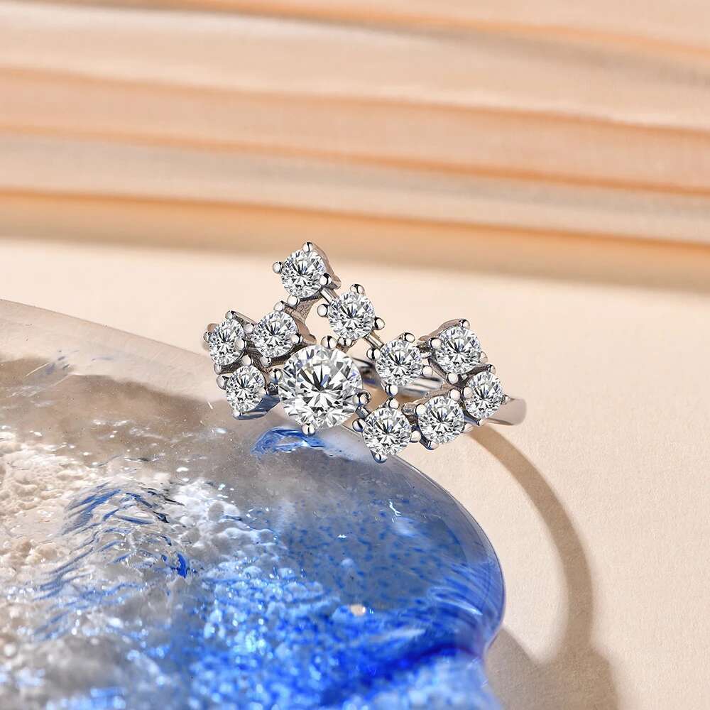 ATTAGEMS Moissanite Ring D Color 1.5ct Eent Round Shape 5mm Real Engagement Wedding Rings For Women Fine Jewelry