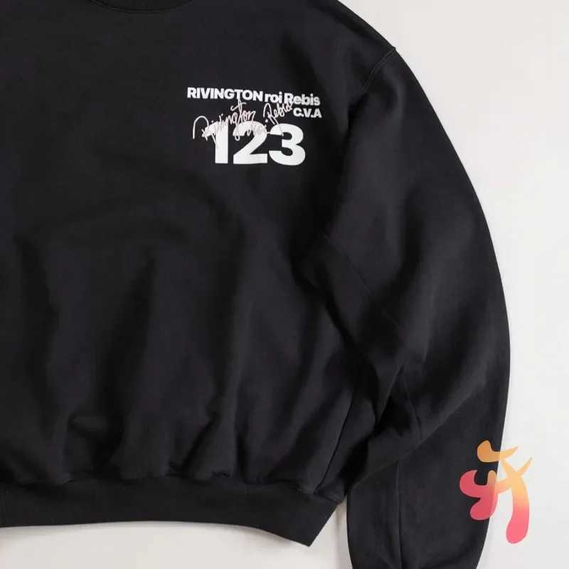 Black signature letter 123 round neck cotton long Slved Pullover Hiphop Strt oversized RRR sports shirt for men X250421