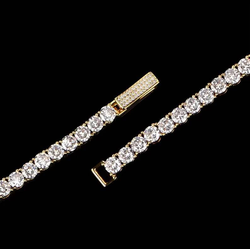 925 Sterling Silver Fashion Tennis Bracelets VVS1 Pass Diamond Test Hip Hop Jewelry Wholesale 4mm Tennis Moissanite Bracelet