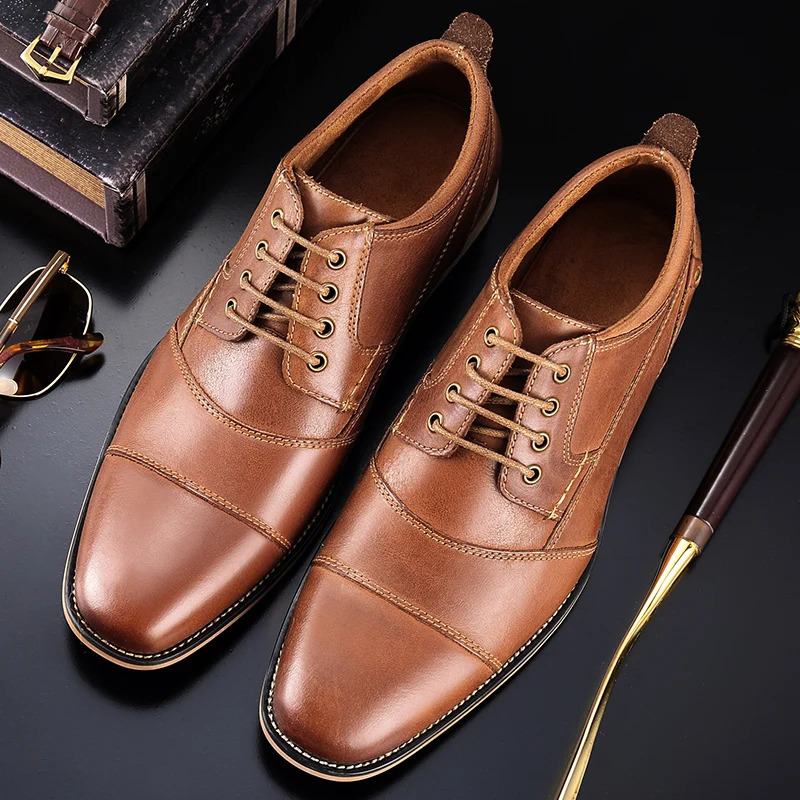 Spring Mens Business Dress Shoes Genuine Leather England Fashion Casual Oxfords Classic Three Colors Size 7513 251121