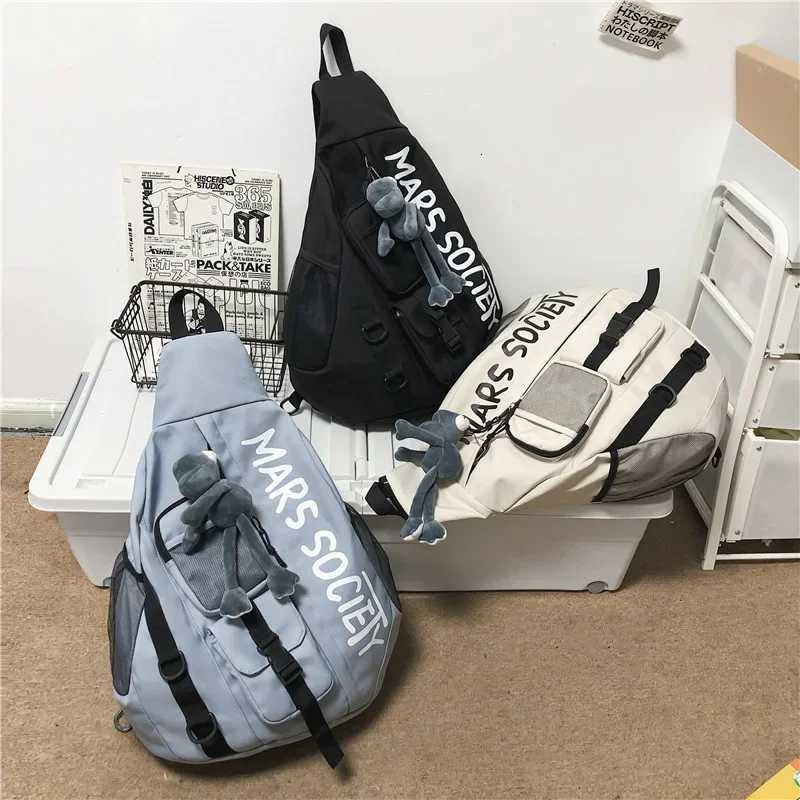 Fashion Mens Korean Trend Messenger Shoder Bag Sports Travel Large Capacity Backpack Fem Students Crossbody Ch Casual bag bolso Y251121