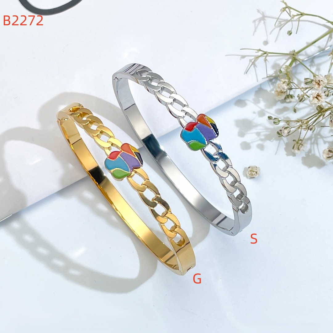Heart Shape Bangle Womens Stainless Steel Open Bangle with Animal Charm Silver Gold Perfect Gift Z250910