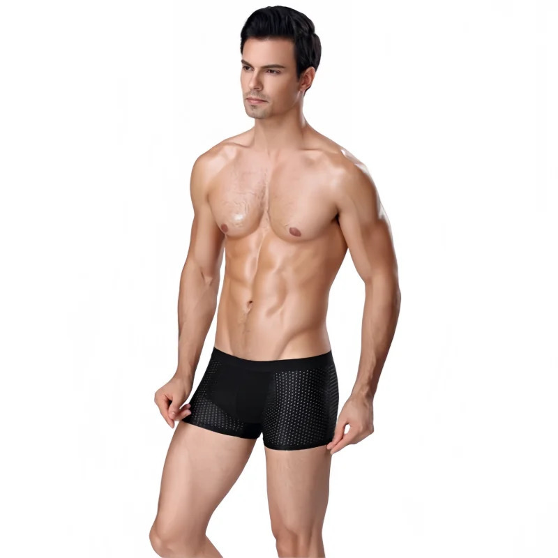 Mens Sexy Mesh Underwear Summer Breathable Ice Silk Box 10XL Plus Size Flat Corner Comfortable Sports Shorts 250417