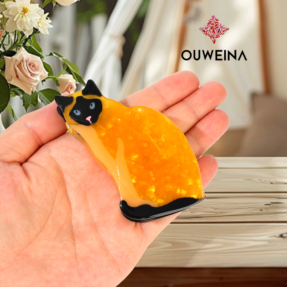 Personalized niche acetate scrunchie clip original design style gold Siam DW00359 cute animal hair accessories high ponytail clip