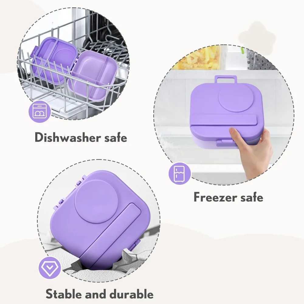 4-Compartment Bento Lunch Box with 12oz Soup Thermos Leak-Proof Insulated Food Container for Travel Work PurpleM251121