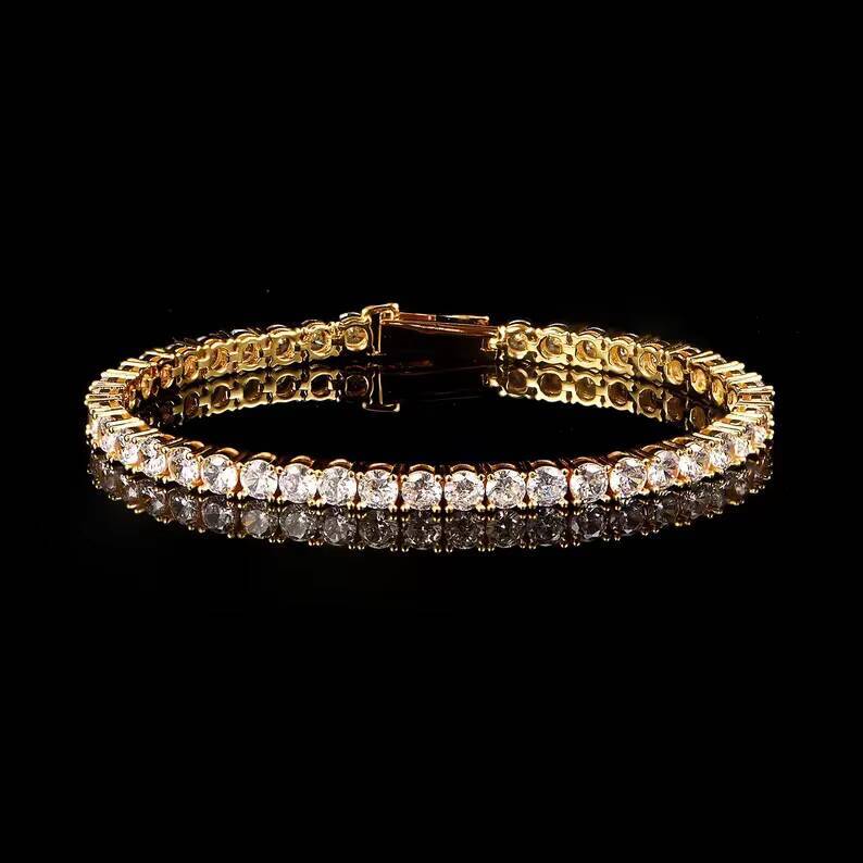 925 Sterling Silver Fashion Tennis Bracelets VVS1 Pass Diamond Test Hip Hop Jewelry Wholesale 4mm Tennis Moissanite Bracelet