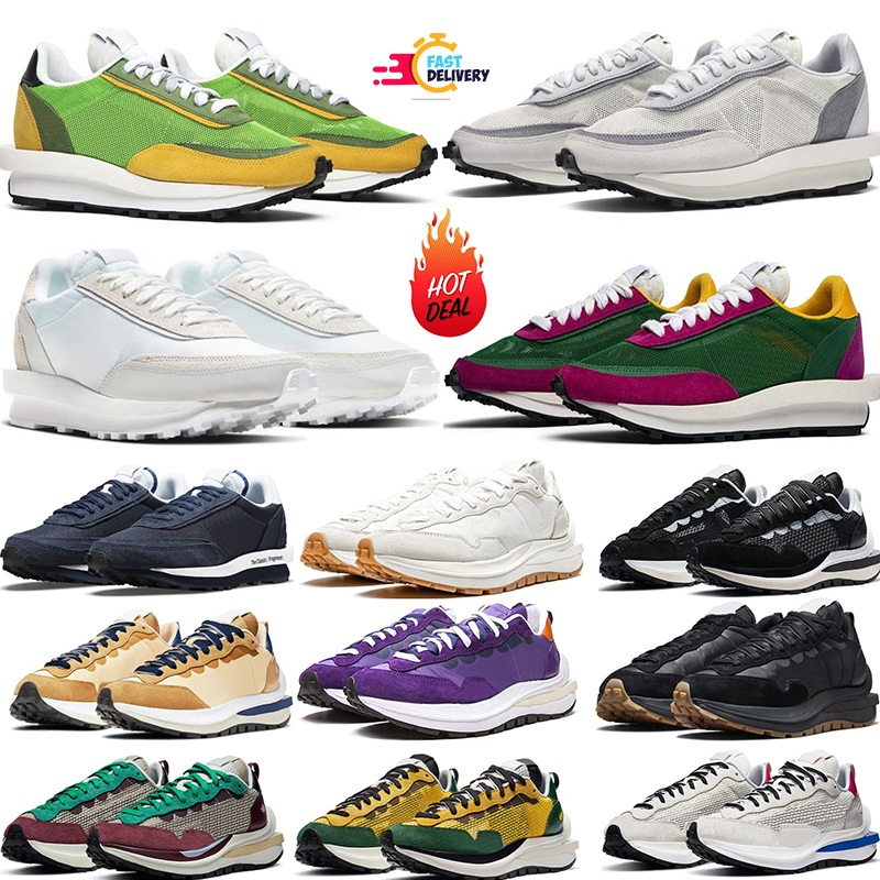 Ldwaffle Running Shoes Sacais Waffles Sail nylon White Gum Black Bright Citron Fragment Grey Blue Game Royal Leather Suede Dark Iris Court Purple Sakai Sneakers 36-45
