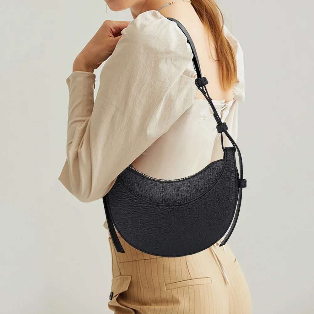 Women Tote Bags Casual Hobo Brand Handbag Large Capacity PU Half Moon Crescent Saddle Shoulder Commuting Bag Bag