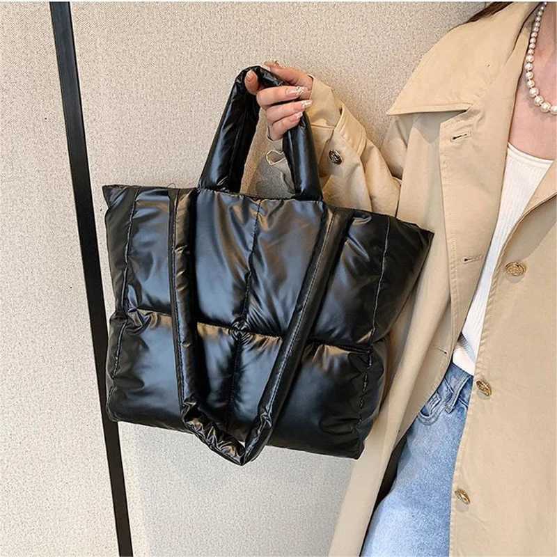 Large Capacity Winter Wan Down Cott Fluffy Shopping Shoder Side Bag Purses Waterproof Puffy Tote Padded Handbags For Wen Y251121