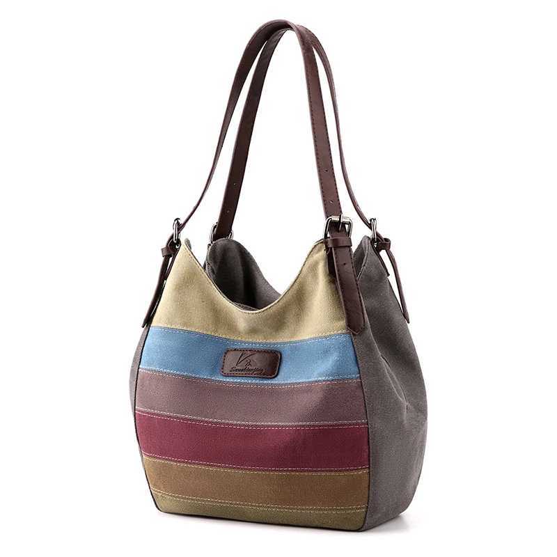 Canvas patchwork Female Top-Handle Bag Women Shoulder Bag Vintage Ladies Commuting HandbagsT251121