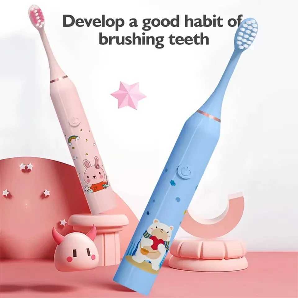 Cartoon Kids Sonic Electric Toothbrush USB Rechargeable Ultrasonic Clean Tech with Replacement Brush Heads Child Dental Care C251121