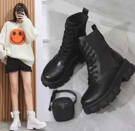 Womens leather Oxford motorcycle boots wedges lace-up platform shoes white black rinse women new H251121