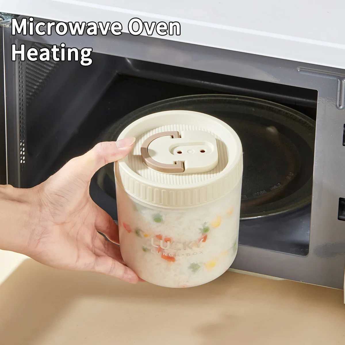 Stainless Steel Insulated Lunch Boxes Food Grade Microwave Heating Double-layer Bento Refrigerator Fresh-keeping Circular LunchM251121