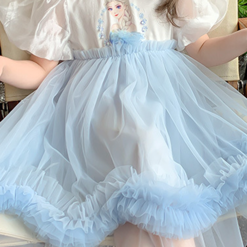 Disney children's designer clothing short-sleeved dress princess dress beach dress evening dress girl's summer baby dress Elsa's summer