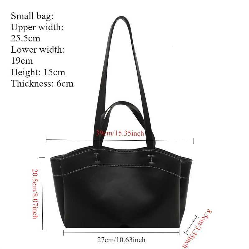 2-pcs Large Capacity Single Shoulder Tote Bags Womens Leather Bag Fashionable and Versatile Casual Commuting Simple HandbagT251121