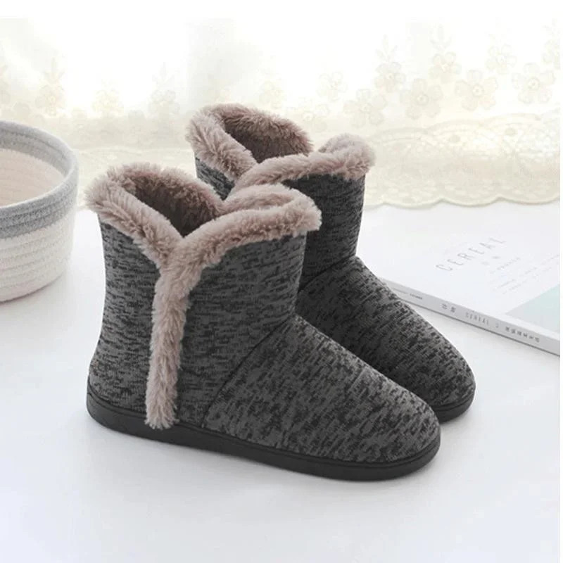 Slippers Booties for Men Women Winter Warm Plush House Shoes Indoor and Outdoor Grey Snow Boots 251121