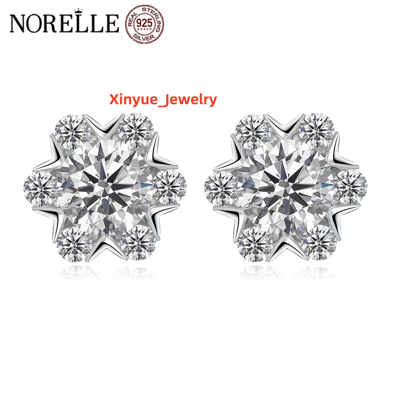 925 Sterling Silver Moissanite Snowflake Stud Earrings Original Fine Jewelry for Women Perfect Gift for Your Girlfriend