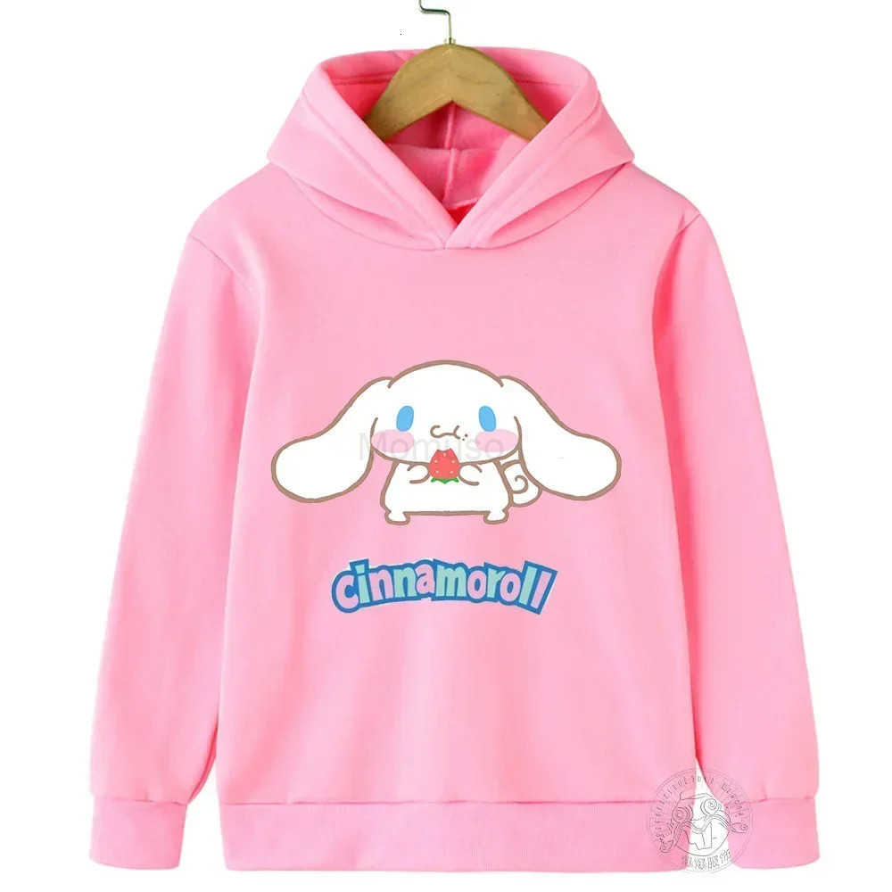 Sanrio Super cute Cinnamoroll print girls warm fleece hoodie childrens fall and winter outdoor fashion warm pullover tops H251121