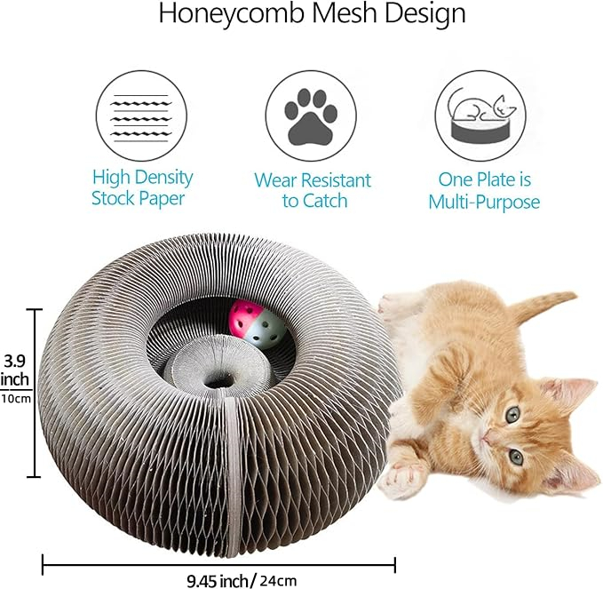 Magic Organ Cat Scratch Board Interactive Reversible Toys Scratcher Cardboard Kitten Pads Accordion Honeycomb Kitten curlz Cat Scratcher with Ball