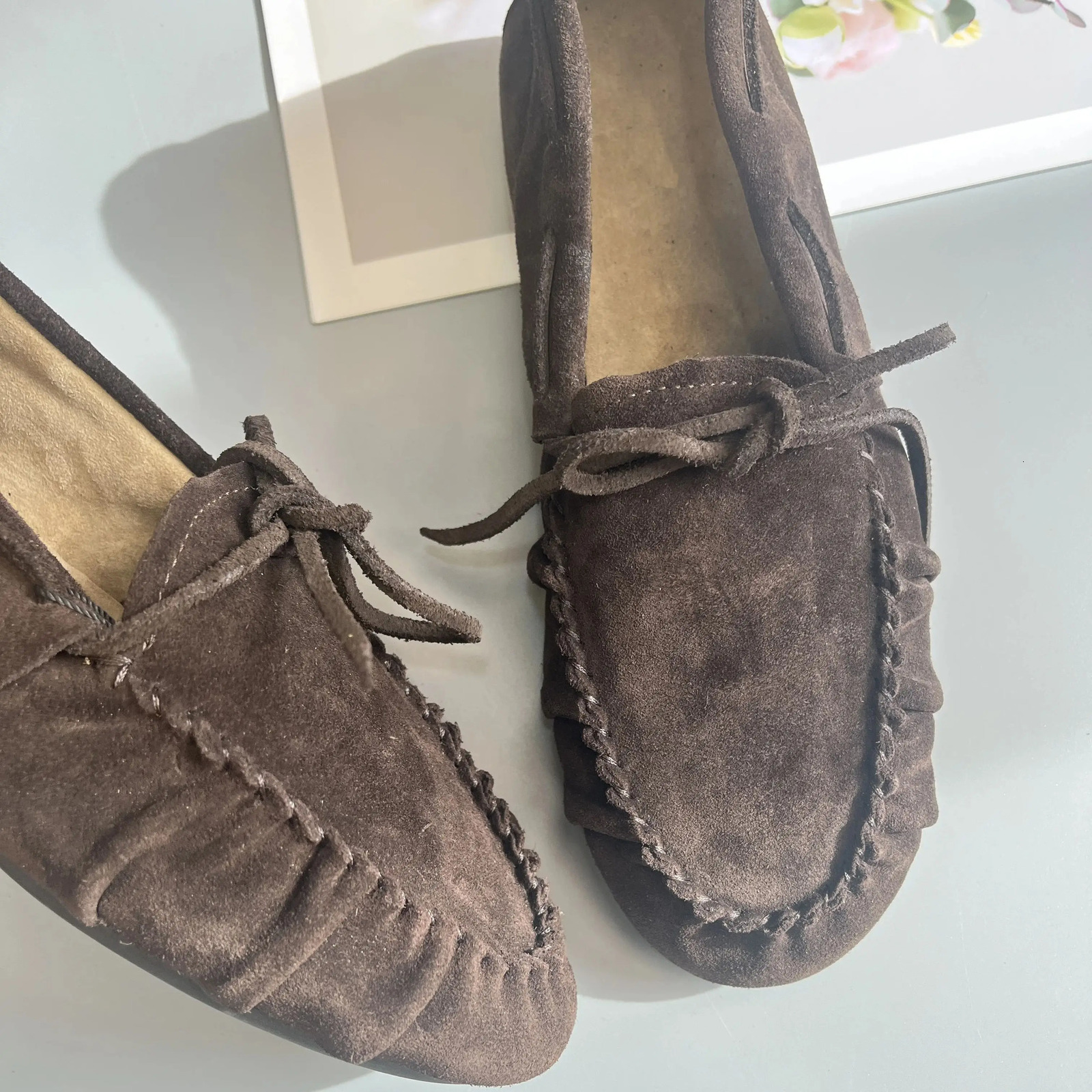 Womens Cowhide Laced Up Loafers Pleated Horse Hair Leopard Print Durable Loafer Stylist Concise Versatile Commuter Single Shoes 251121