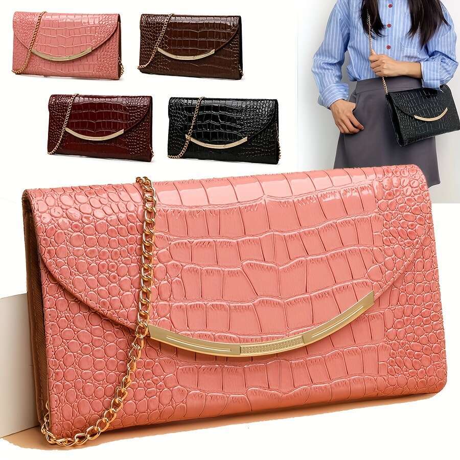 Perfect Lily Women S Magnetic Closure Alligator Texture Handbag With Detachable Crossbody Shoulder Strap Purse Bright Wine Weddings Commuting Elegant 