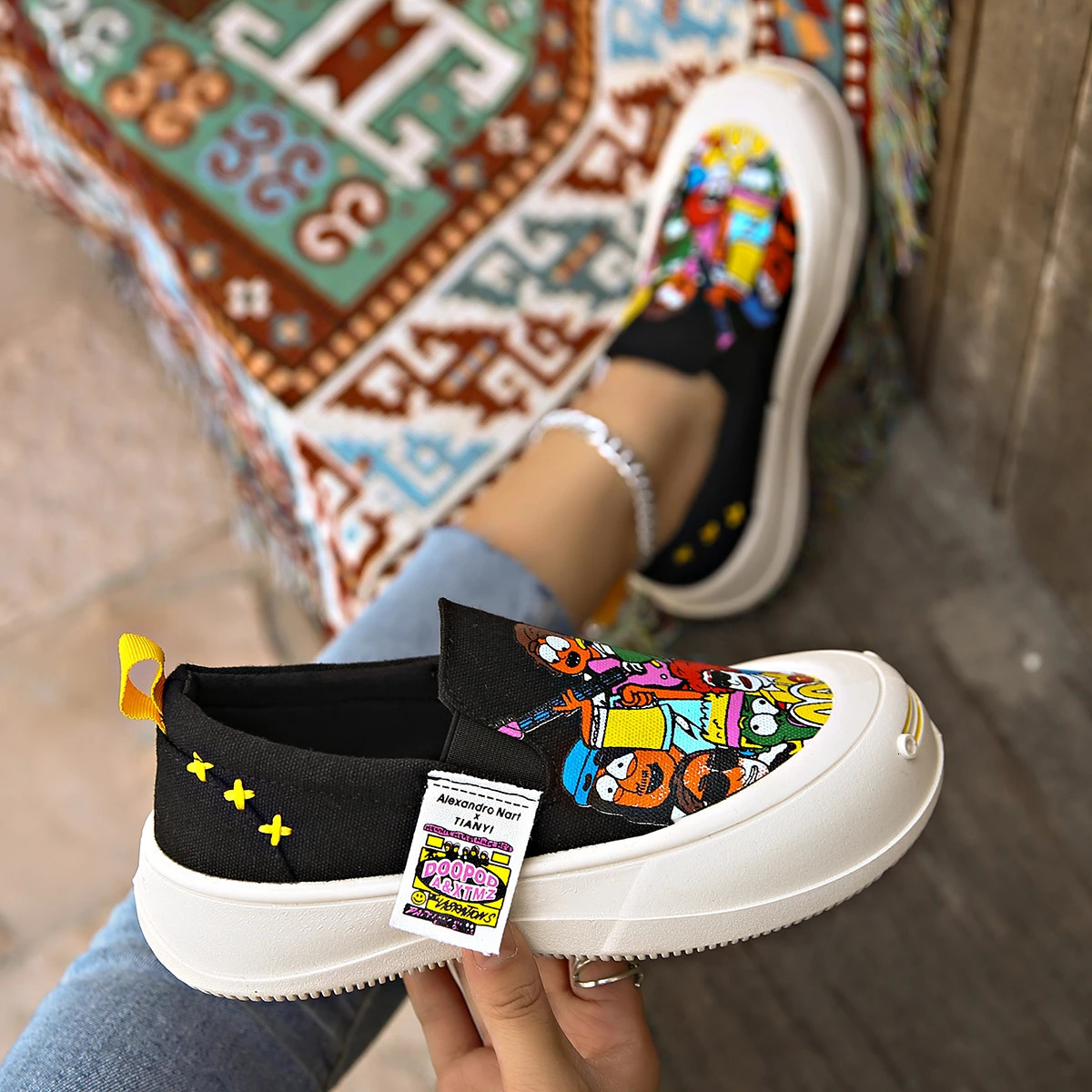 Women Flat Sneakers Casual Fashionable Canvas Shoes Style One Step Walking Summer Zapatos De Mujer 251121