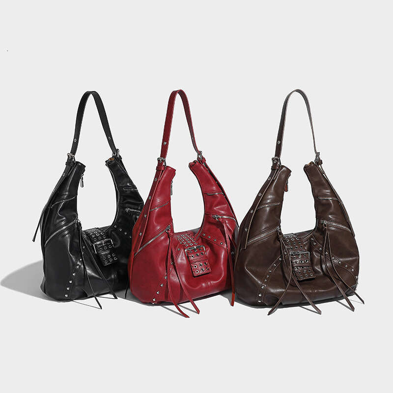 Women's Bags designer New autumn and winter single shoulder tote with rivets, versatile diagonal cross bag, millennium spicy girl armpit bag