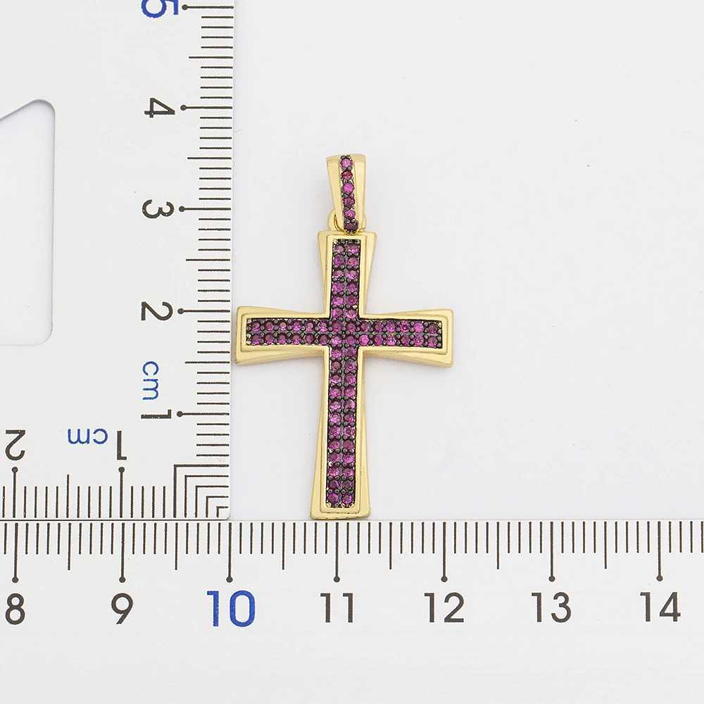 AIBEF New Cross Blue/Purple/Green Crystal Necklace Copper Cubic Zircon Choker Pendant 4 Colors Religion Jewelry Gift For PartyXJ251121