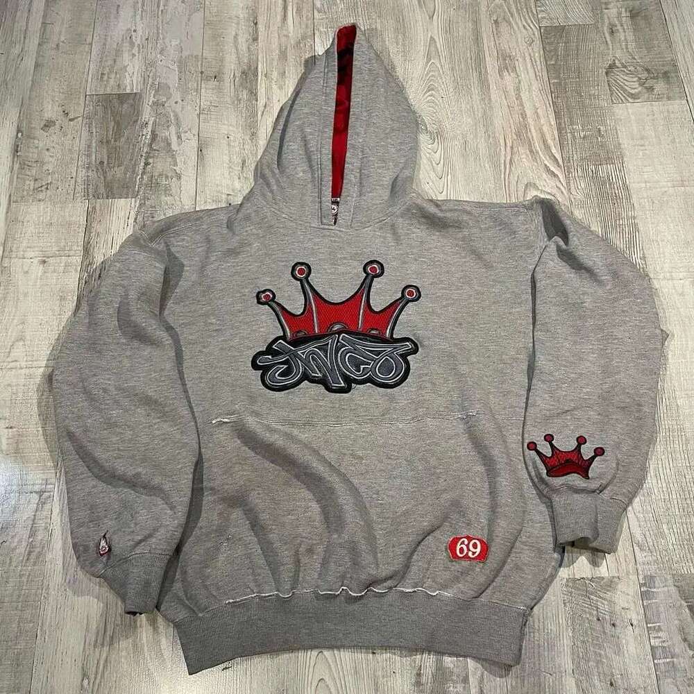 Women's Wear Harajuku Embroidered Pattern JNCO Y2k Long Sleeved Pullover Loose Hip Hop Hoodie