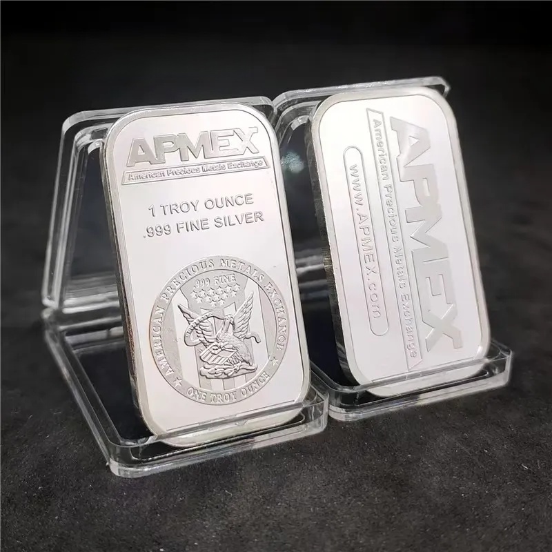 1 OUNCE Non Magnetic Copy Simulation Silver Bar Silver Brick Silver Ornament Bullion Replica Swiss Bullion Jewelry Store Bank Display Anti-theft Crafts Sample