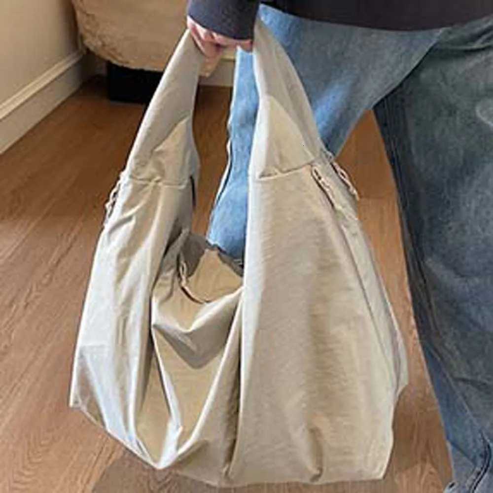 Casual Nylon Shoulder Bag Double Zipper Design Japanese Style Large Capacity Tote Bag Multi-Pocket Solid Color Storage PouchT251121