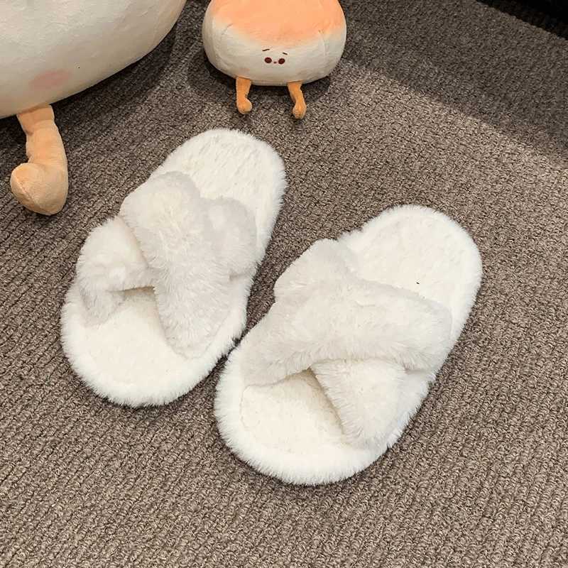 Winter New Kids Open-toe Slippers Solid Color Versatile Girls Home Cotton Shoes Fashion Warm Fluffy Children Fur Slippers SoftW251121