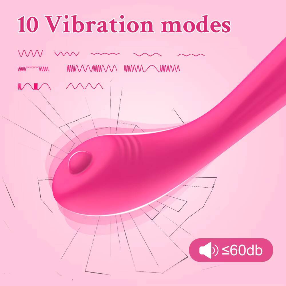 Female G-Spot Double Shock Stick Vibrator 10 Speed Frequencies USB Rechargeable 60 DB Noise Thrusting Vagina Adult Massage