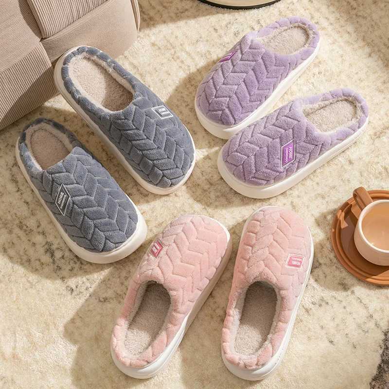 Cotton slippers mens winter new couple indoor home warm and non slip plush bag with cotton shoes womens added velvetW251121