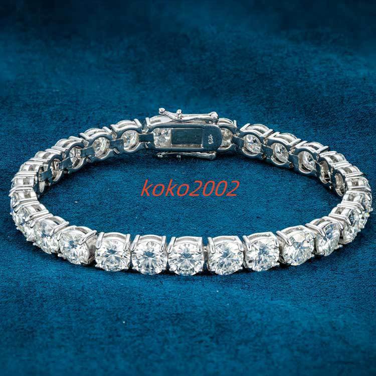 Stunning 6mm Tennis Bracelet 925 Silver Thick Round Brilliant Cut GRA Certified VVS Moissanite Tennis Bracelet