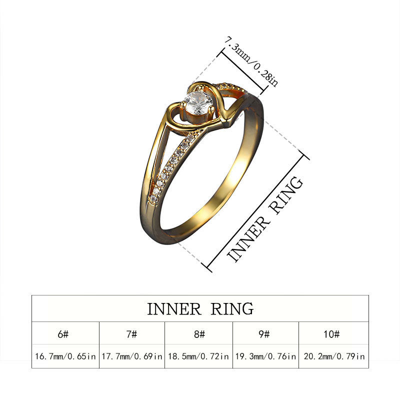 New popular womens ring heart-shaped Gold inlaid with cubic zirconia High quality gold designer diamond ring rings designer for women engagement men l - view 4