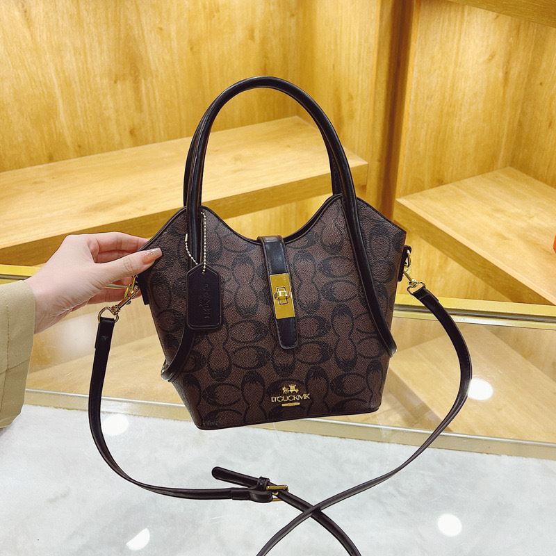 Designer bag free shipping 2025 new fashionable bucket bag premium texture printed large capacity single shoulder crossbody bag for womens